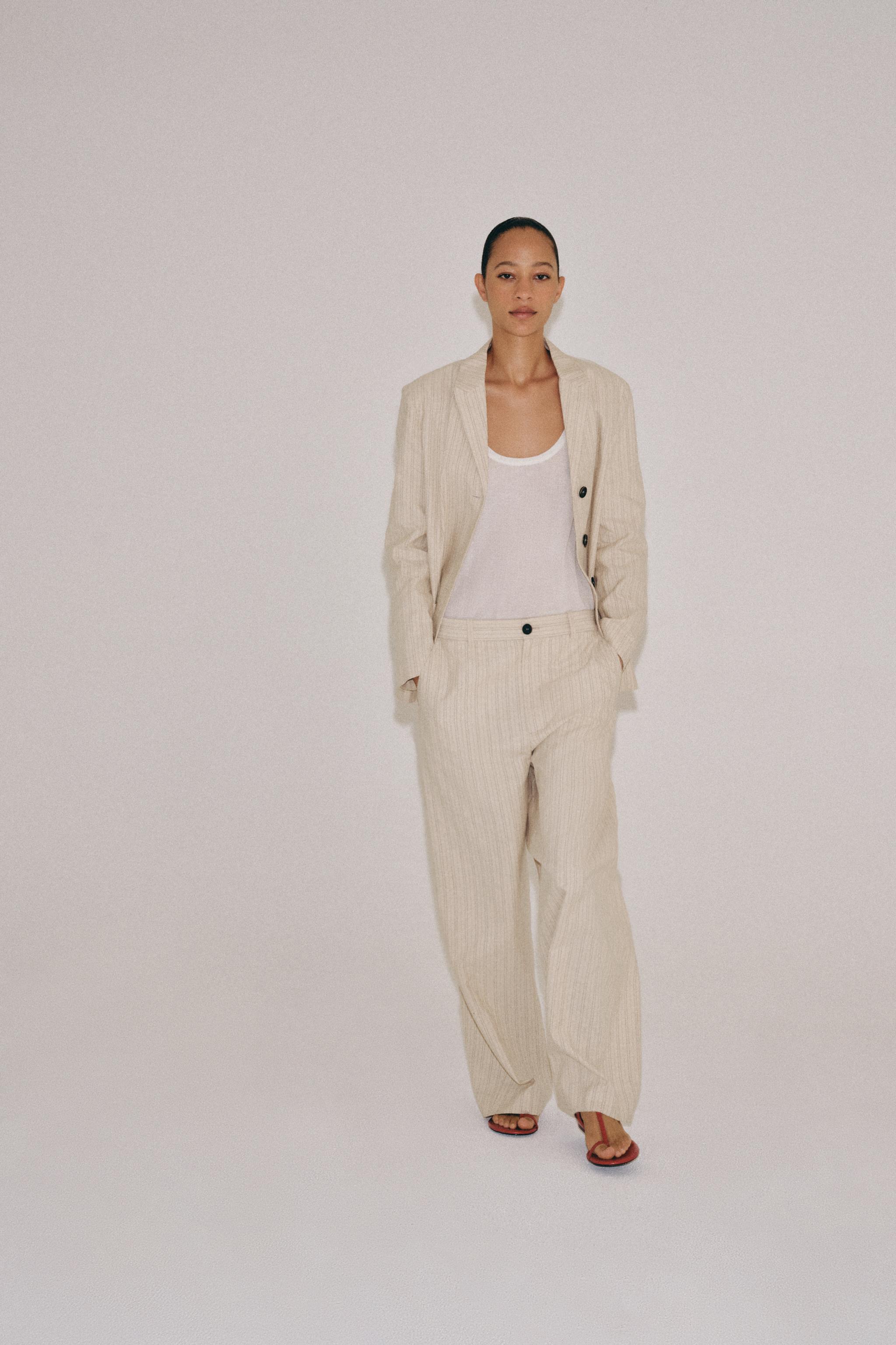 ZW COLLECTION STRIPED LINEN BLAZER